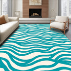 Teal Wave Pattern Design Rug