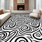 Bold Swirling Abstract Line Art Rug