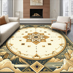 Majestic Golden Dove Geometric Mandala Rug