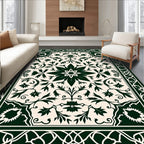 Dark Green Classic Floral Medallion Pattern Rug