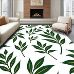 Dark Green Laurel Branches On White Rug