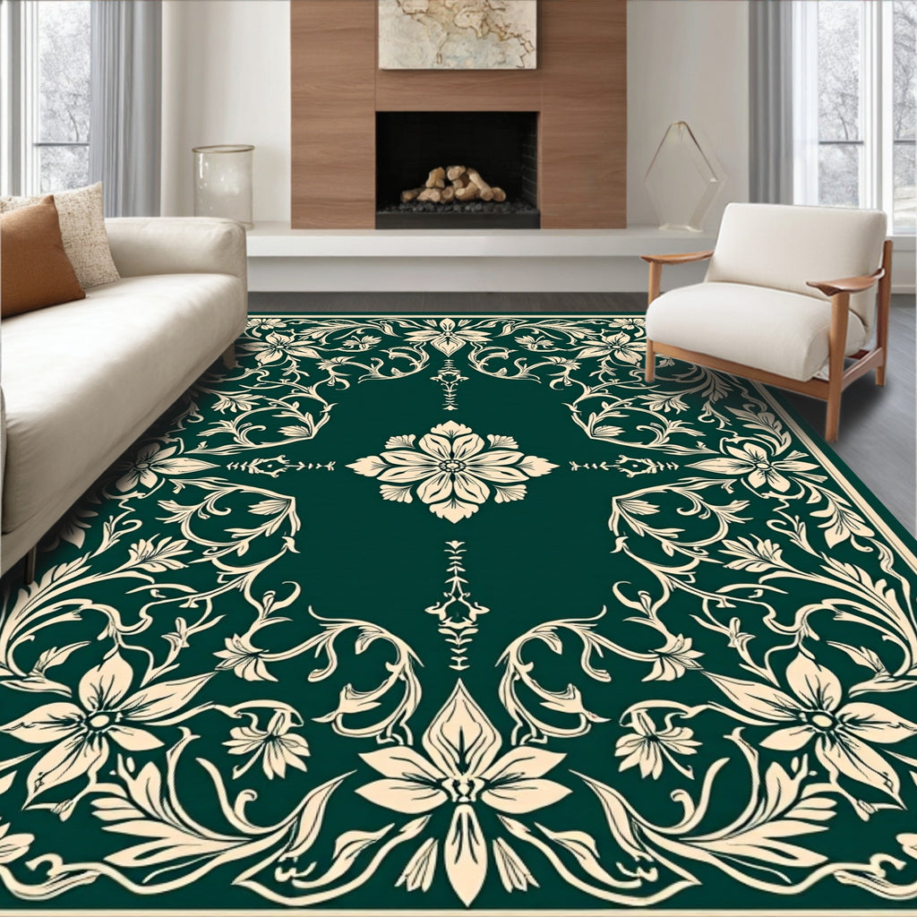 Ornate Floral Vines Patterned Rug