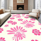 Pink Floral Silhouette Decorative Rug