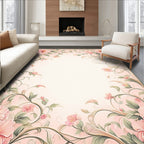 Soft Pink Floral Vine Design Rug