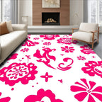Vibrant Pink Floral Pattern Design Rug