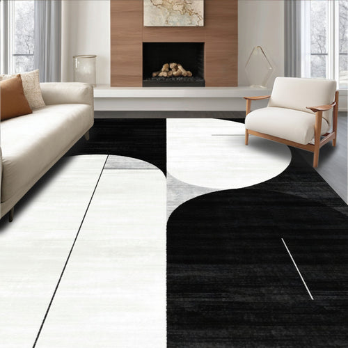 Abstract Geometric Monochrome Pattern Rug