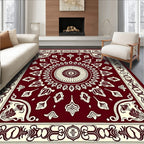 Elegant Burgundy Floral Mandala Design Rug