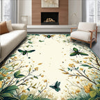 Whimsical Insects Florals Border Design Rug
