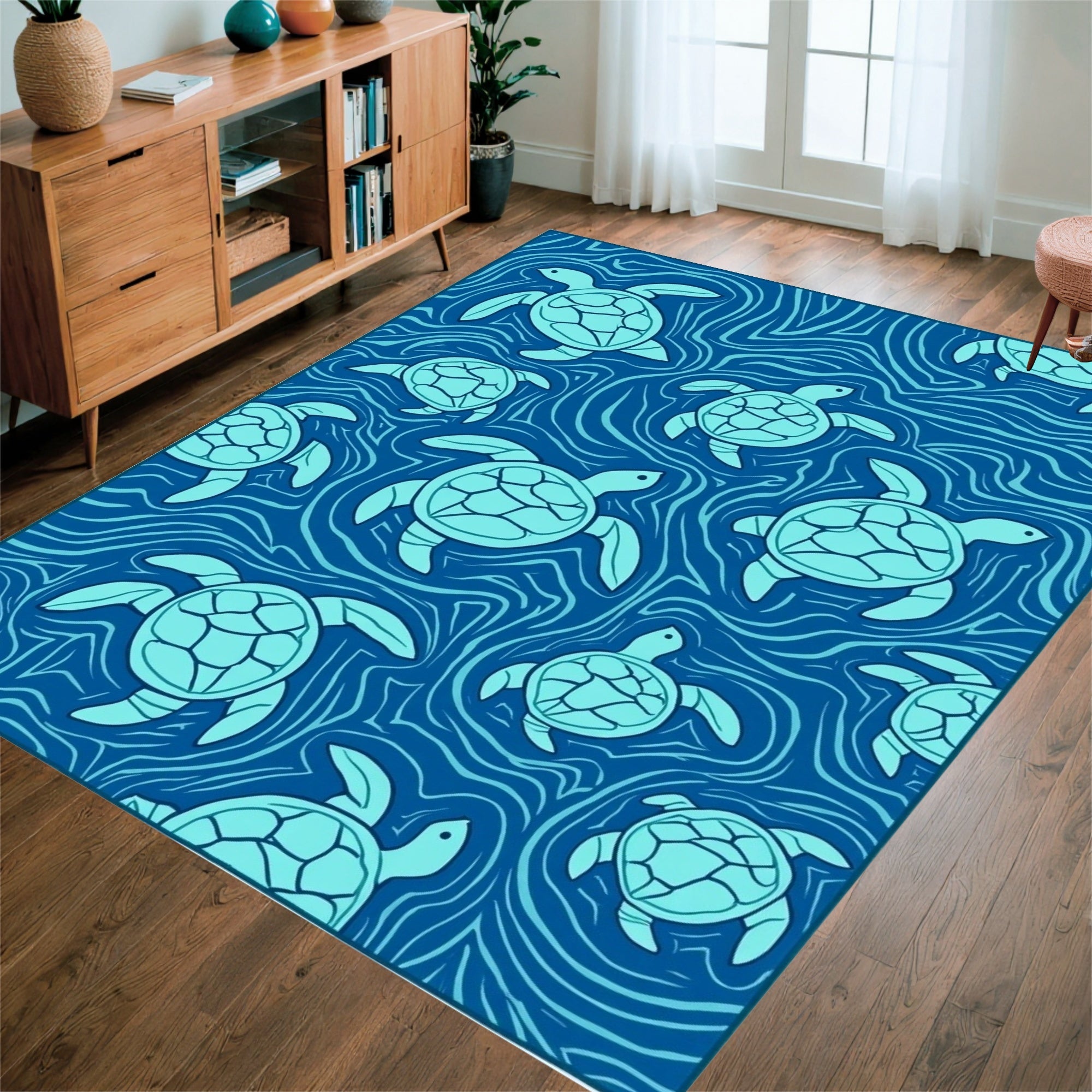 Oceanic Sea Turtle Pattern Design Rug