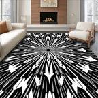 Sleek Black White Arrow Motif Rug