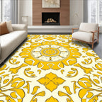 Golden Sunburst Floral Symmetry Rug