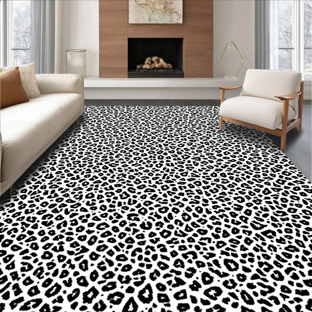 Bold Black And White Animal Print Rug