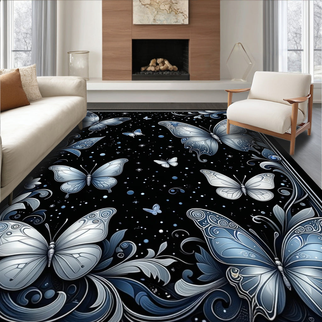 Enchanting Butterfly Night Sky Design Rug