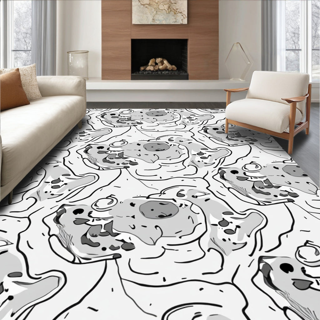 Whimsical Spots and Lines Organic Pattern Rug