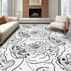 Whimsical Spots and Lines Organic Pattern Rug
