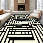 Monochrome Abstract Geometric Maze Rug