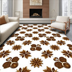 Brown Star Anise Floral Pattern Rug