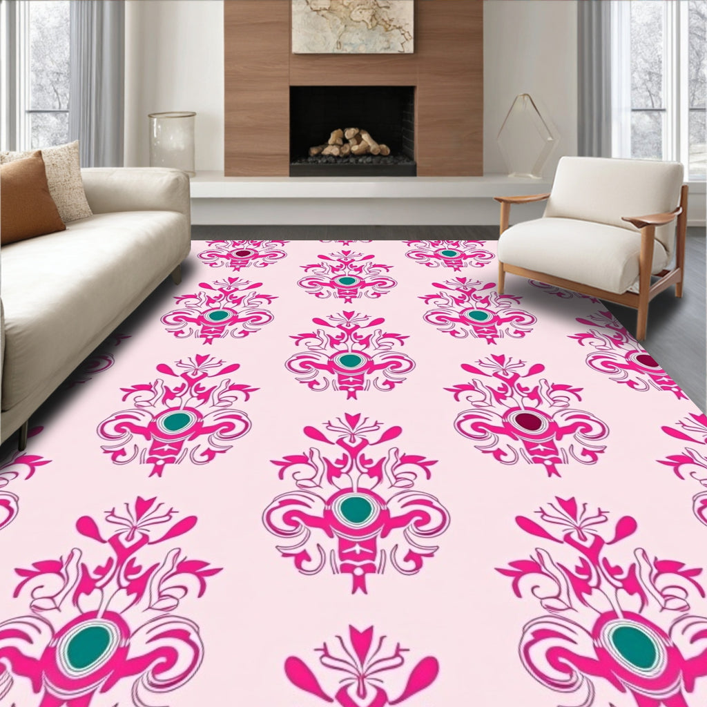 Rococo Inspired Floral Paisley Pattern Rug