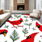 Vibrant Red Cardinal Foliage Artwork Rug