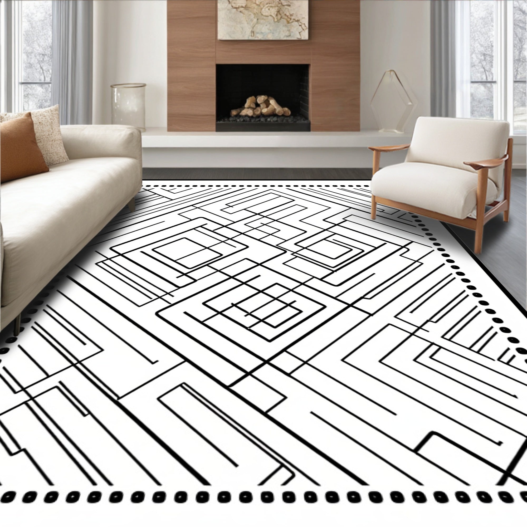 Abstract Geometric Linear Pattern Rug