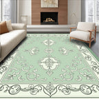 Classic Scrollwork Emerald Border Design Rug