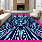 Radiant Cyan Pink Sunburst Mandala Rug