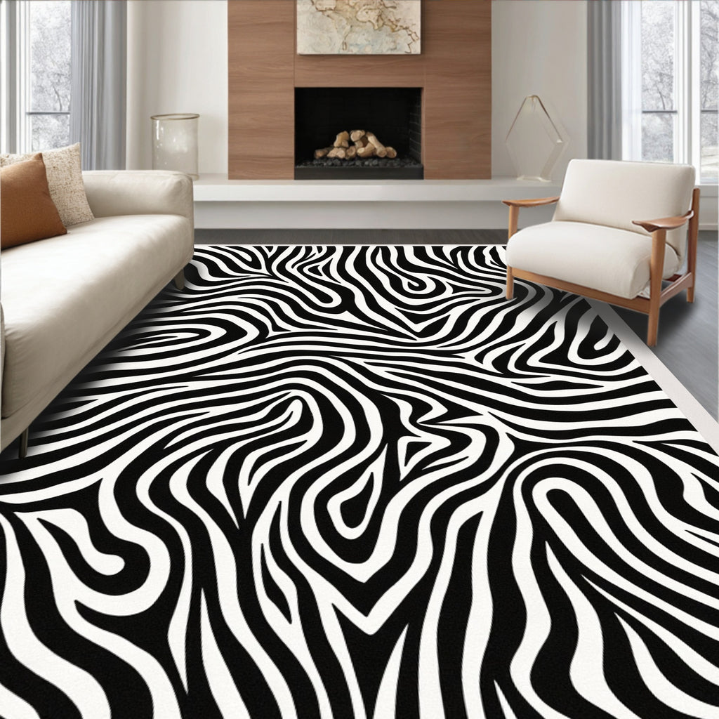 Wild Zebra Stripe Abstract Rug