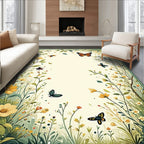 Whimsical Floral and Butterfly Garden Design Rug