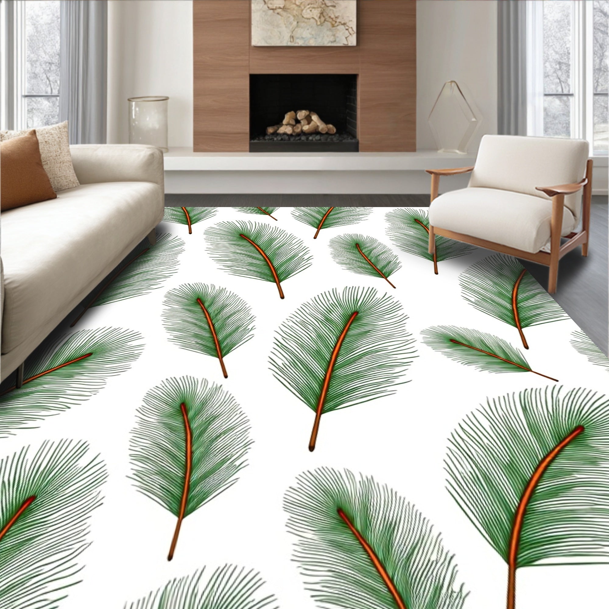 Green Pine Needle Arrangement Rug
