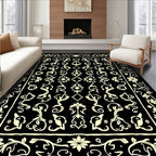 Ornate Floral Scroll Dark Pattern Rug
