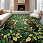 Wise Owls in Enchanted Forest Design Rug