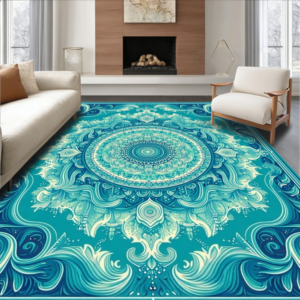 Oceanic Abstract Mandala Pattern Rug