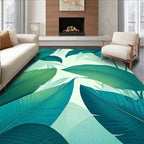 Emerald Tropical Leaf Pattern Rug