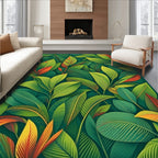 Lush Tropical Leaf Pattern Design Rug