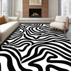 Bold Black White Abstract Stripes Rug