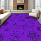 Purple Floral Outline Pattern Rug