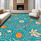 Aqua Marine Life Swirl Pattern Rug