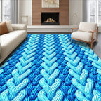 Braided Blue Textured Pattern Rug