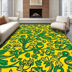 Bold Green Floral Pattern Design Rug