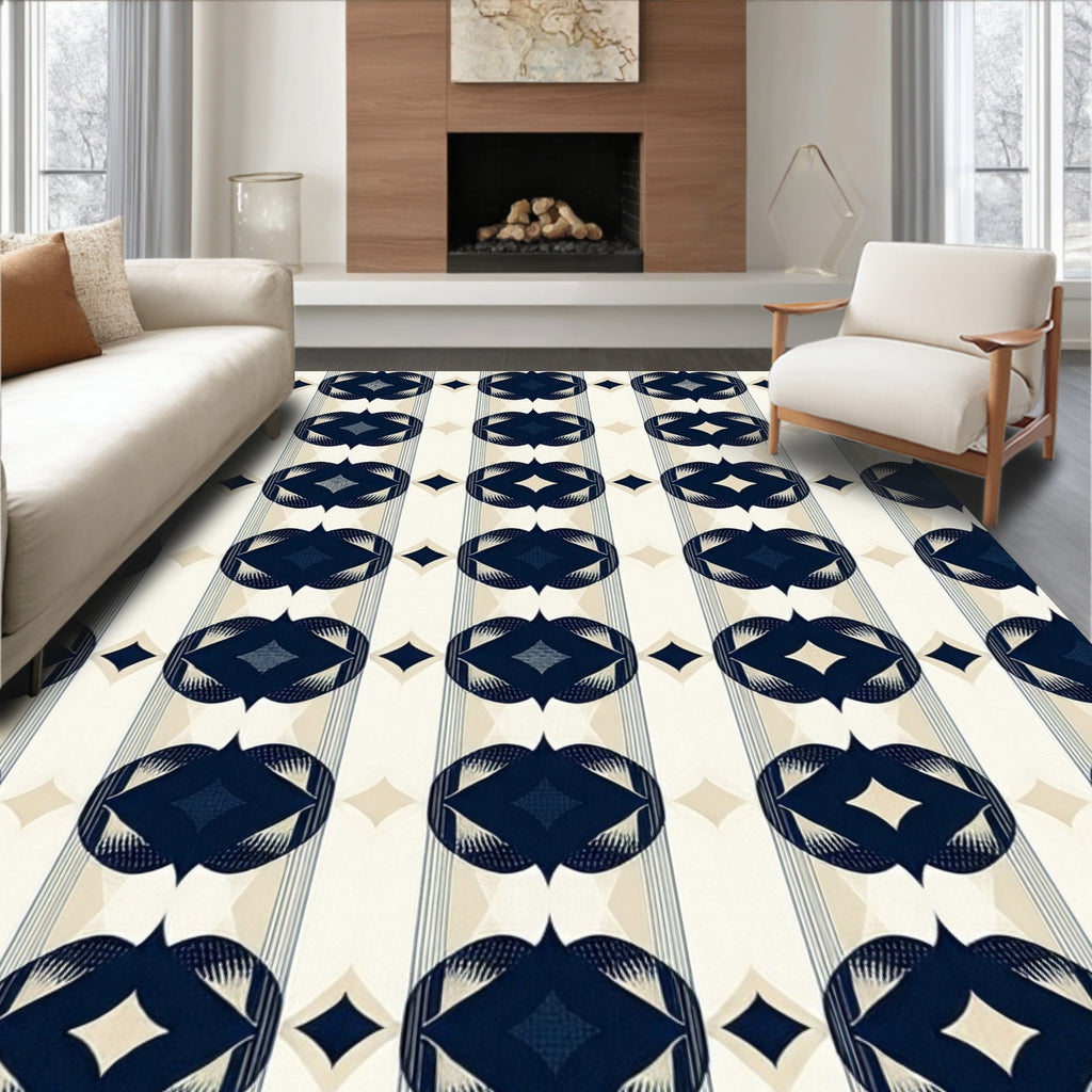 Art Deco Inspired Oval Patterned Design Rug