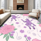 Whimsical Unicorn Floral Pattern Rug