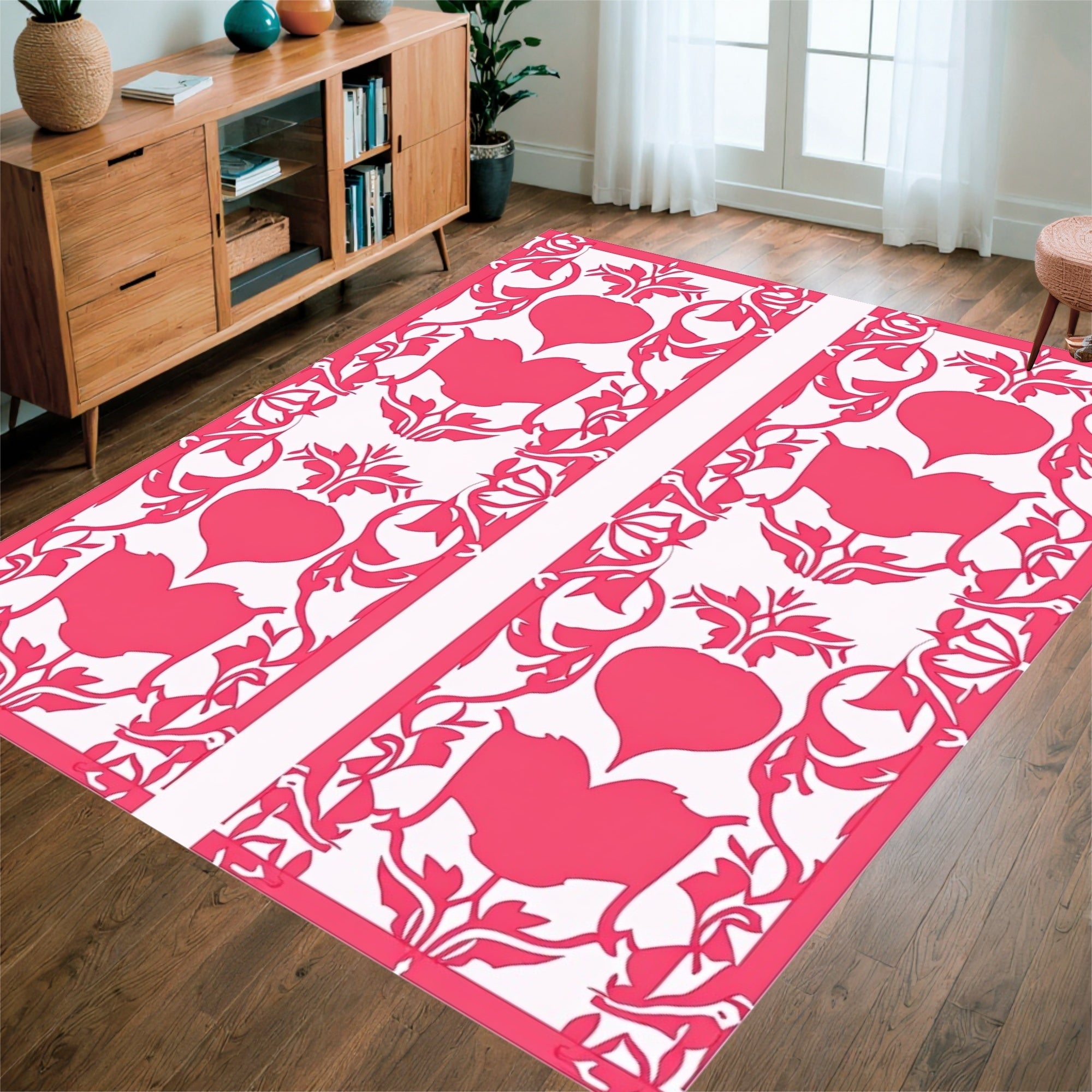 Coral Heart And Vine Art Design Rug