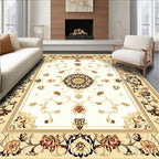 Ornate Floral Medallion Cream Rug