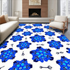 Blue Abstract Floral Pattern Design Rug