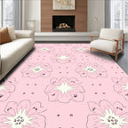 Pale Pink Floral Sketch Pattern Rug