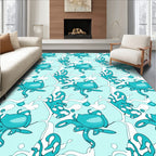 Teal Octopus Abstract Pattern Rug