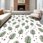 Green Fern Red Berry Scatter Rug