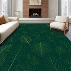 Vibrant Green Leaf Pattern Design Rug
