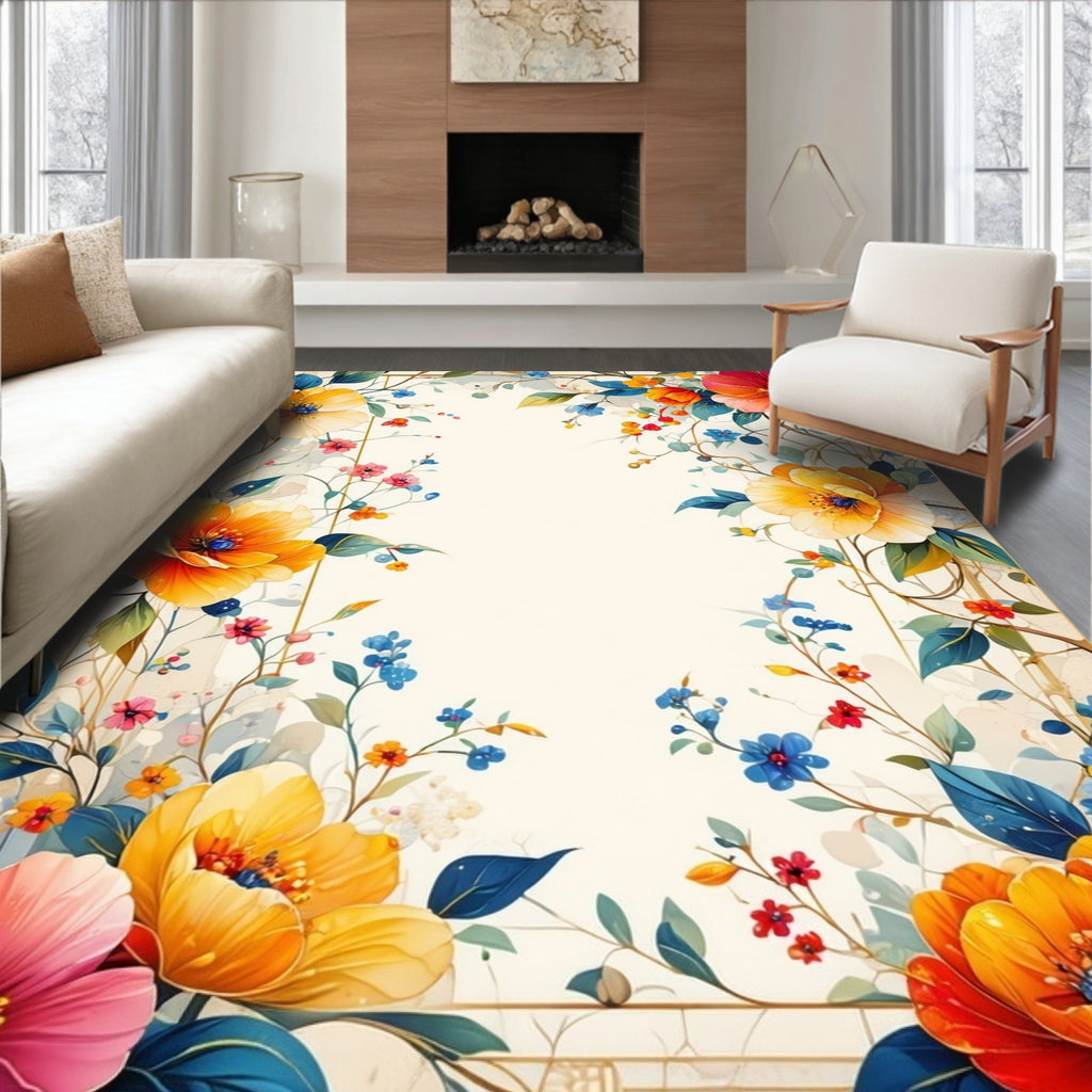 Vibrant Floral Arrangement Design Rug