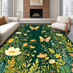 Whimsical Butterflies and Floral Garden Rug